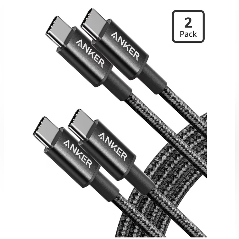 Anker Black Braided USB-C Power Cable with Angled Connector
